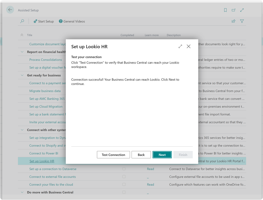 Connection test successful